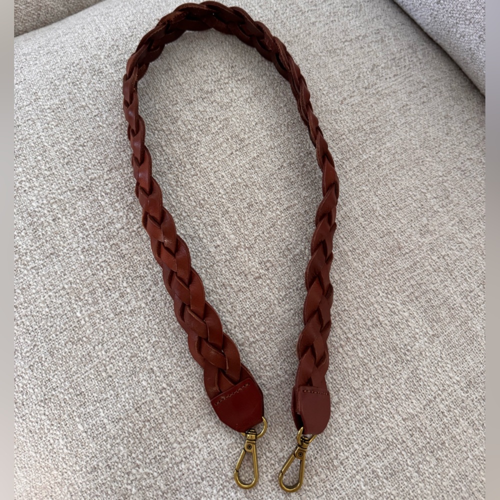 Madewell Braided Leather Shoulder Strap in Warm Brown